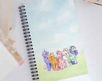 RetroGeek Craft Meadow Ponies Spiral Notebook