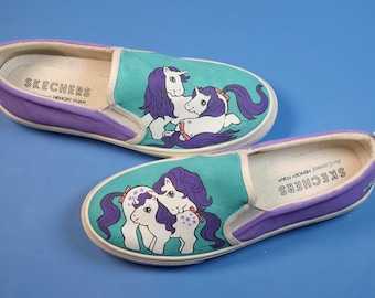 Hand-Painted My Little Pony Sketchers 4.5 UK / 7 US Trainers (MLP G1 Style)