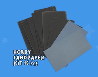 15pc Sandpaper Sheets Kit for Doll Restoring and Hobbies