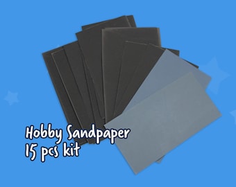 15pc Sandpaper Sheets Kit for Doll Restoring and Hobbies