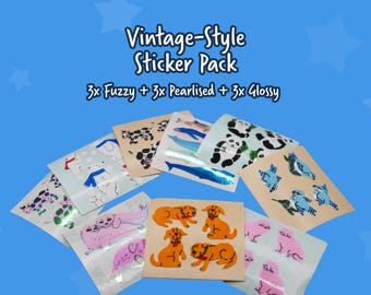 Retro Sticker BUNDLE Vintage-Inspired, Fuzzy, Pearly, Sandylion-Style
