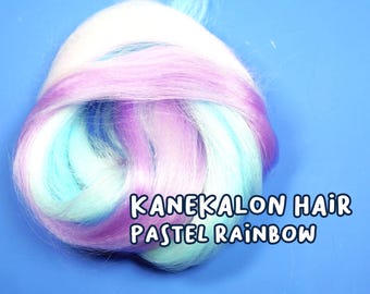 Pastel Rainbow Doll Hair, Synthetic Fiber for Rerooting (60cm/24in)