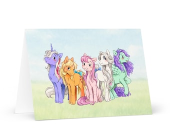 RetroGeek Craft Meadow Ponies Greeting Card