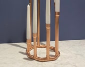 Copper candelabra octagonal candlestick holder centre piece Handcrafted vintage