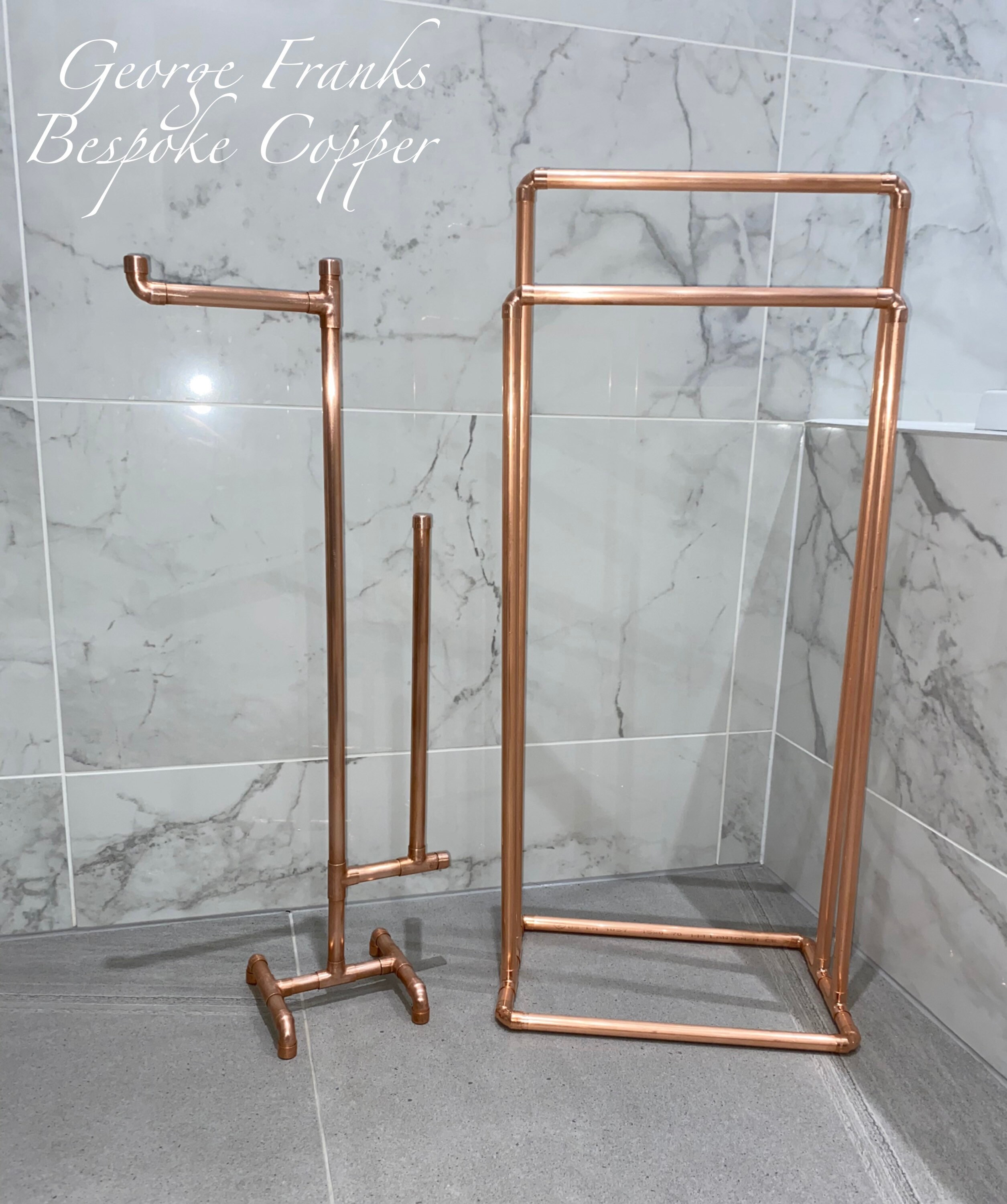 Towel Rail and Toilet Roll Holder Freestanding Copper Bathroom Etsy UK