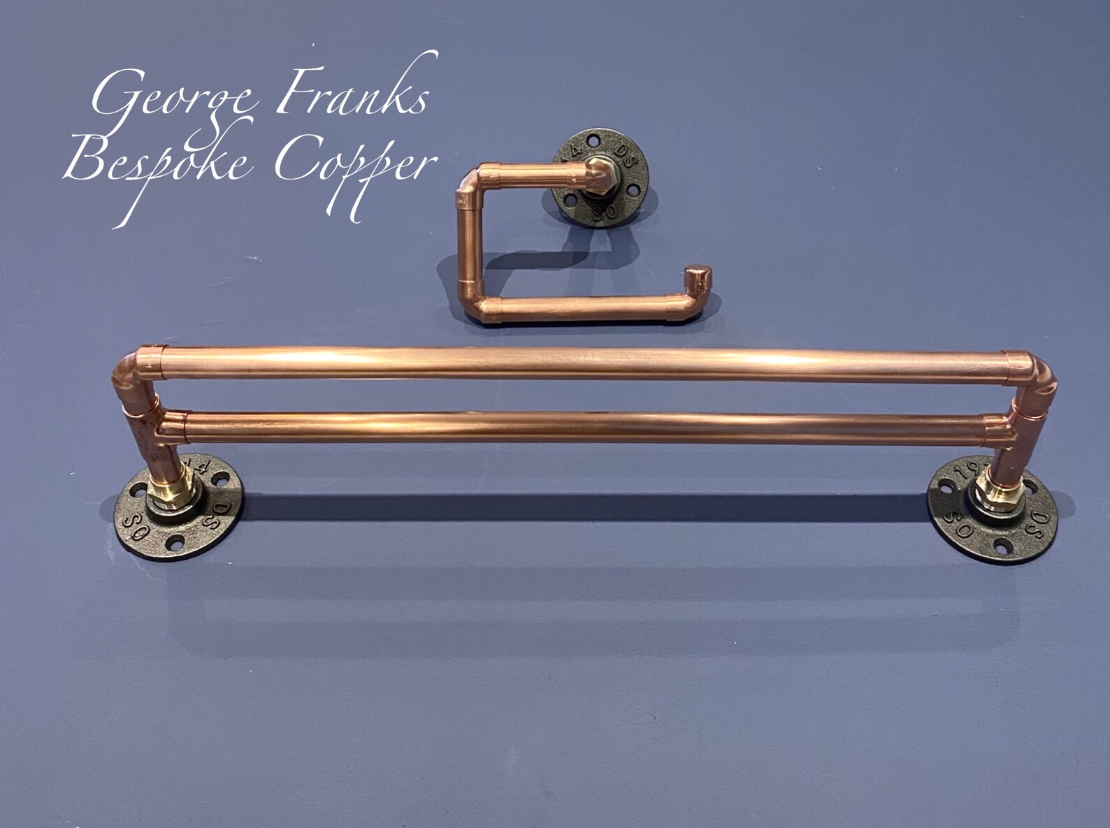 Copper Bathroom Set Vintage Towel Rail and Toilet Roll Holder Etsy UK