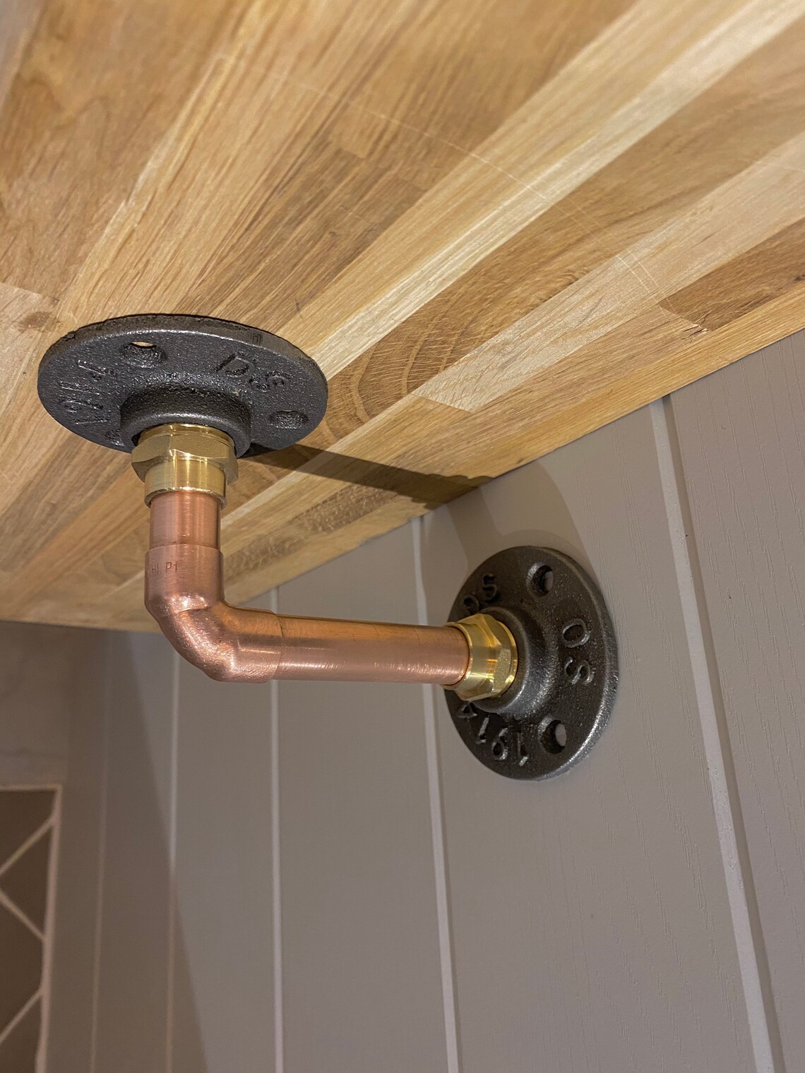 Industrial Copper Brackets With Iron Flanges Handcrafted Etsy