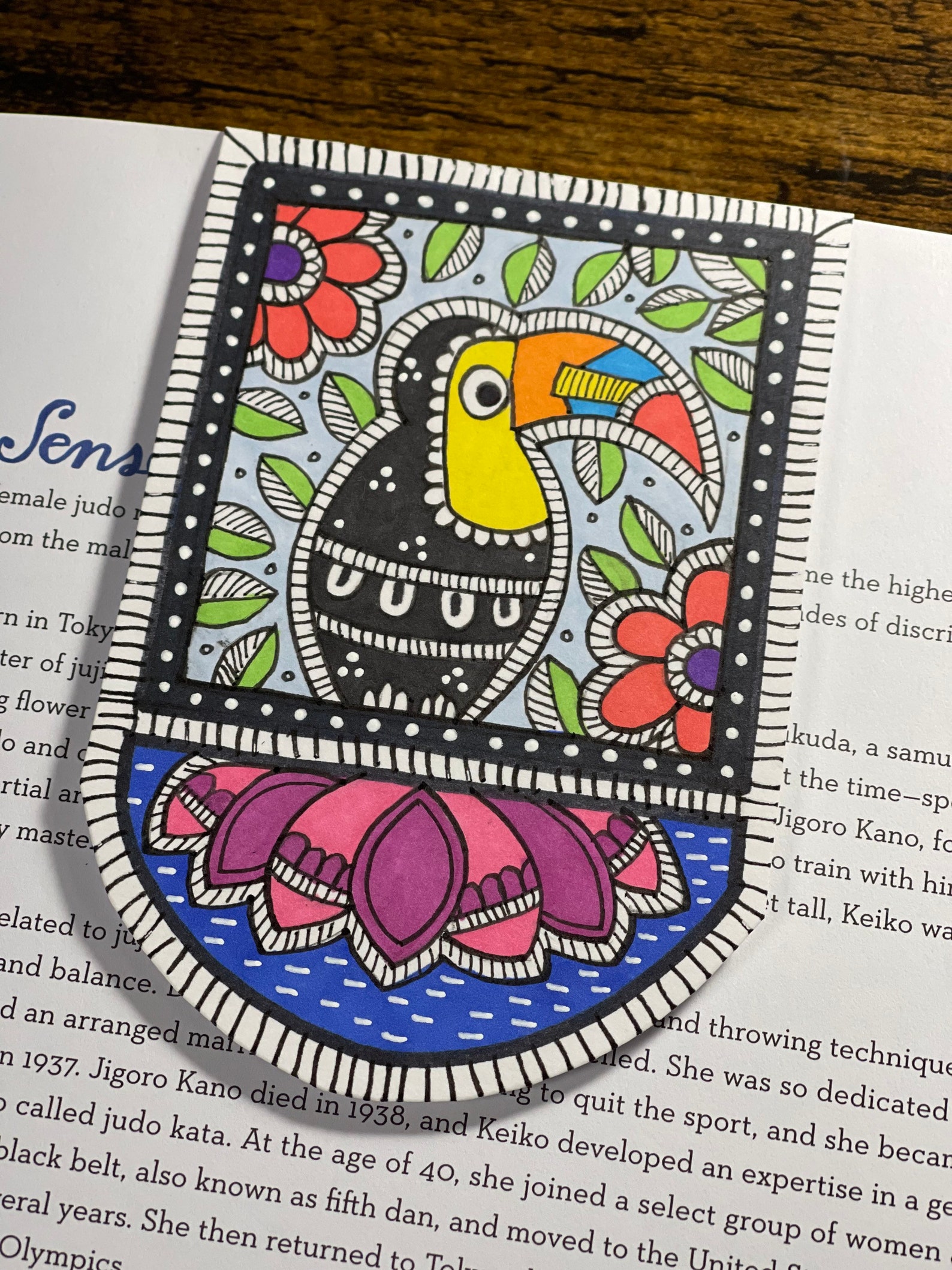 Hand Drawn Magnetic Madhubani Bookmark Book Lover Gift Indian Folk Art ...