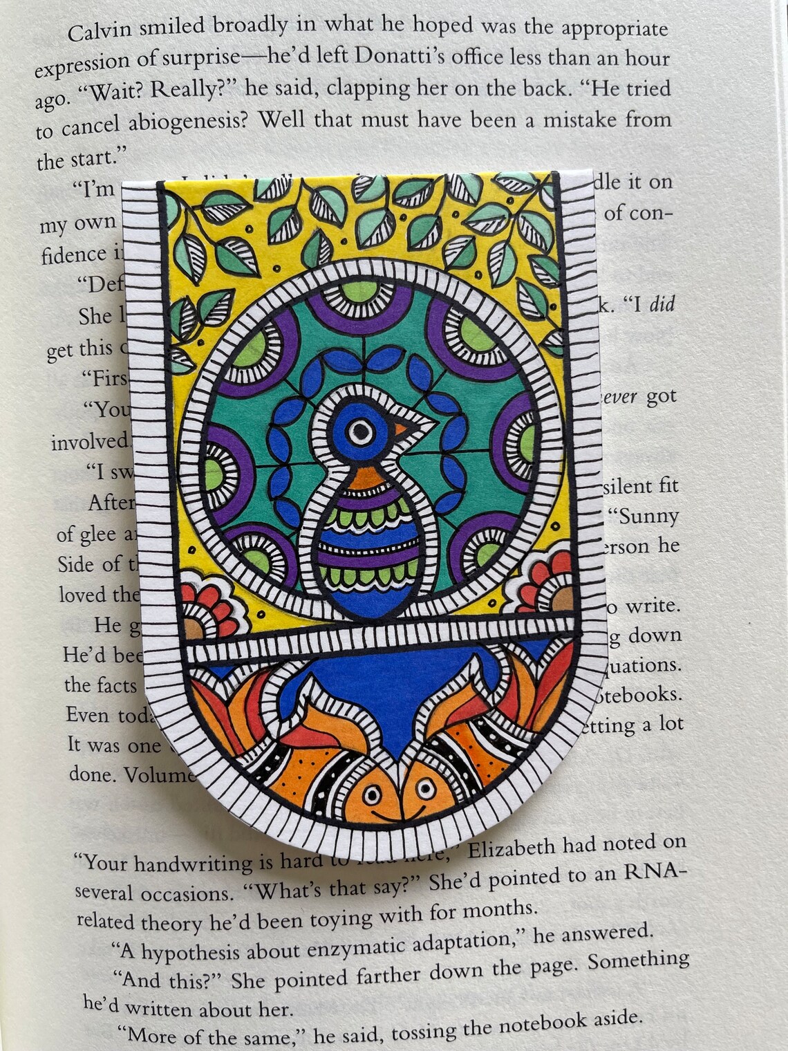 Hand Drawn Magnetic Madhubani Bookmark Book Lover Gift Indian Folk Art ...