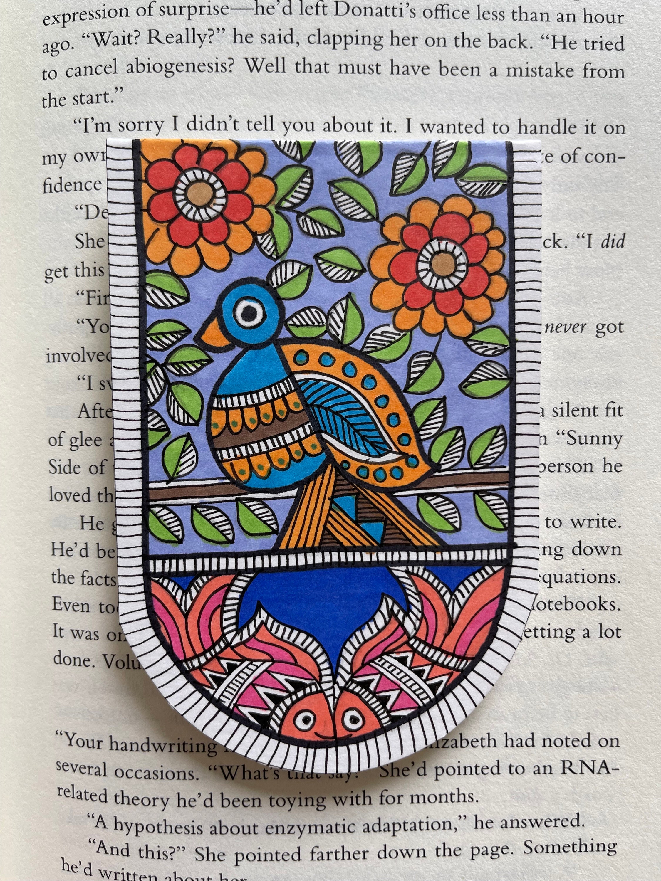 Hand Drawn Magnetic Madhubani Bookmark Book Lover Gift - Etsy