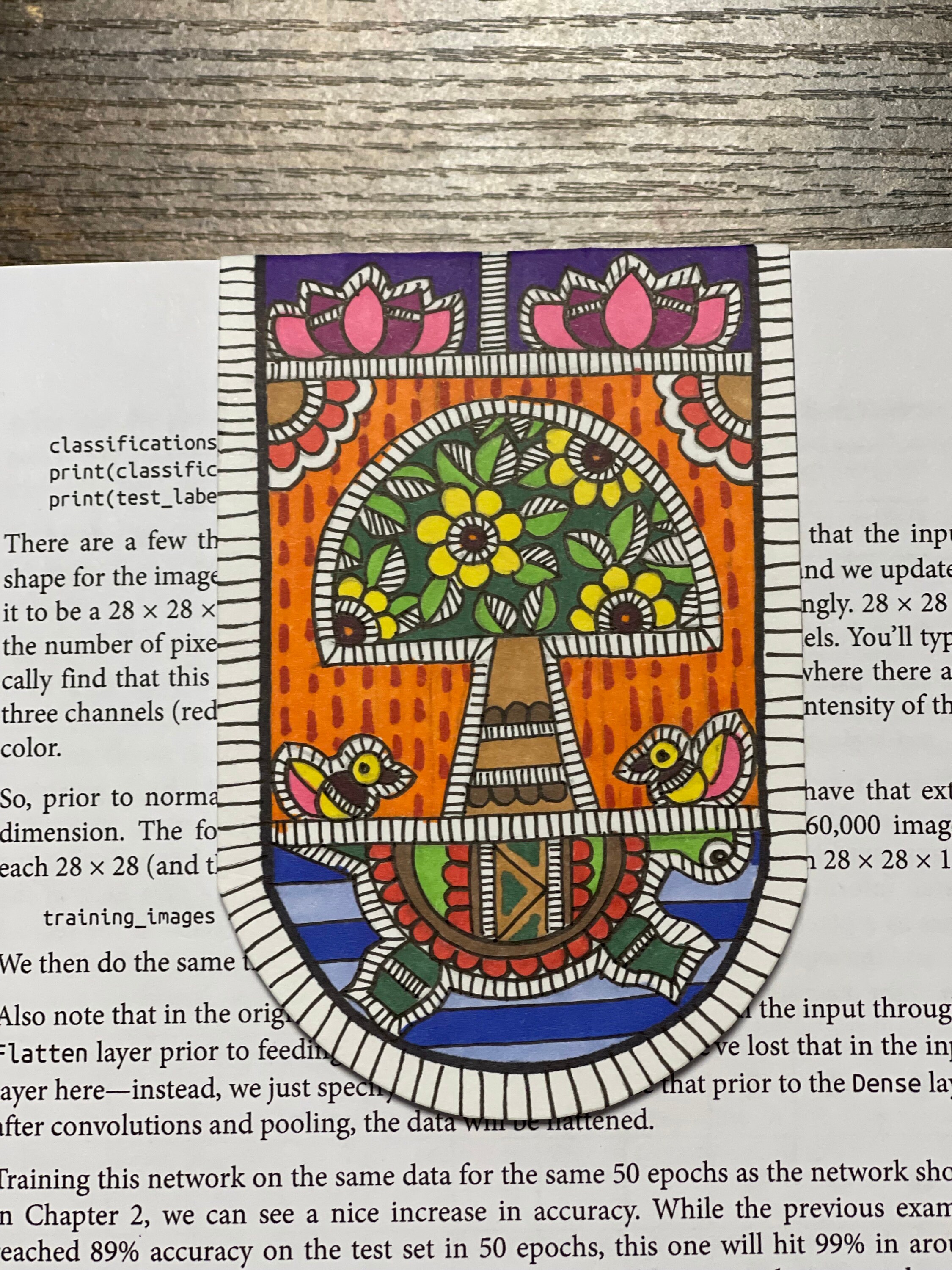 Multicolor - Madhubani Handpainted Wooden Bookmark 20