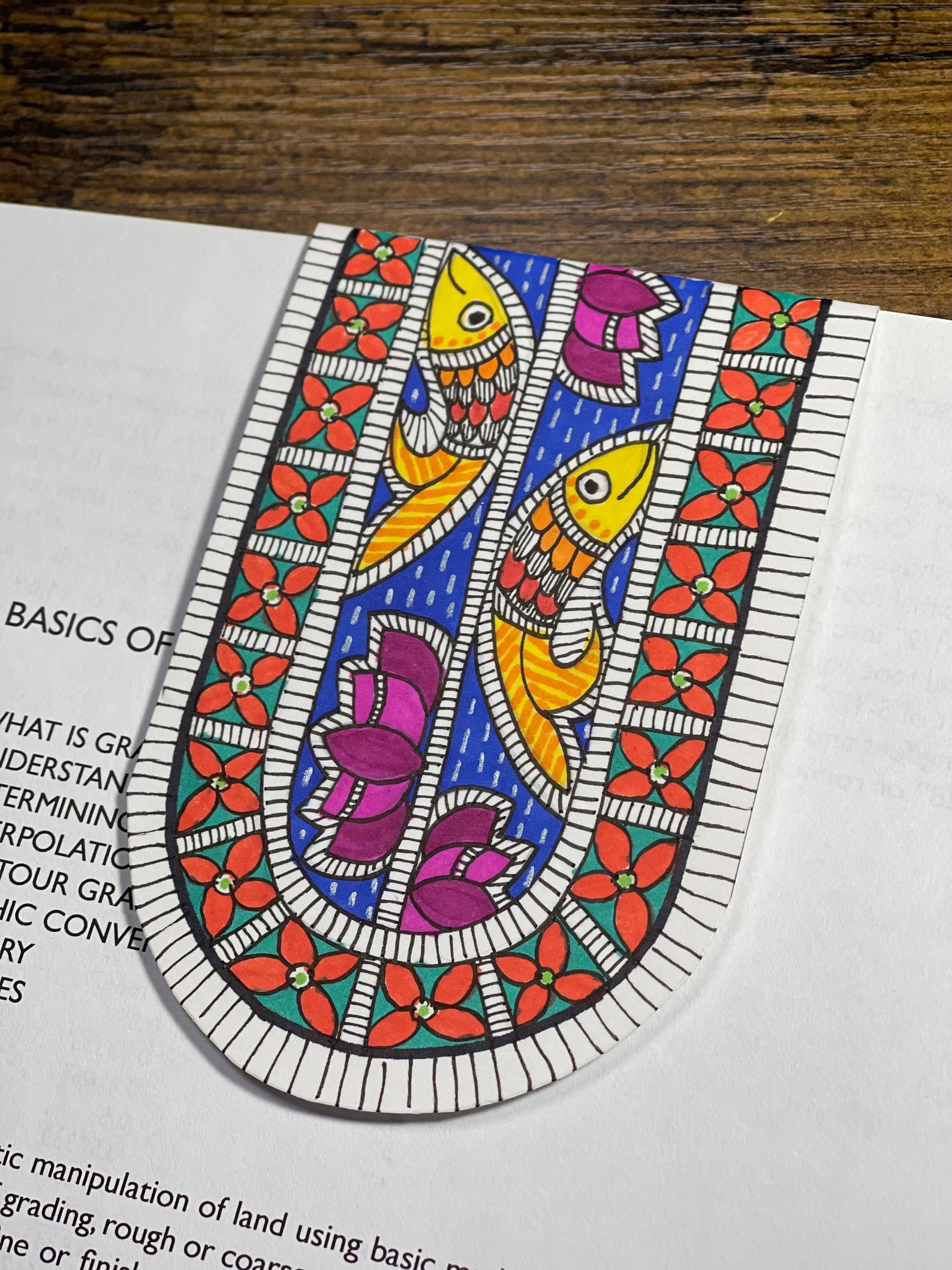 Hand Drawn Magnetic Madhubani Bookmark Book Lover Gift Indian Folk Art ...