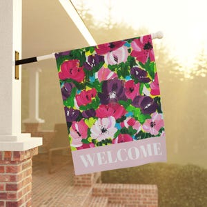 Willkommen Blumengarten Flagge: Bunte Blumen Yard Dekor