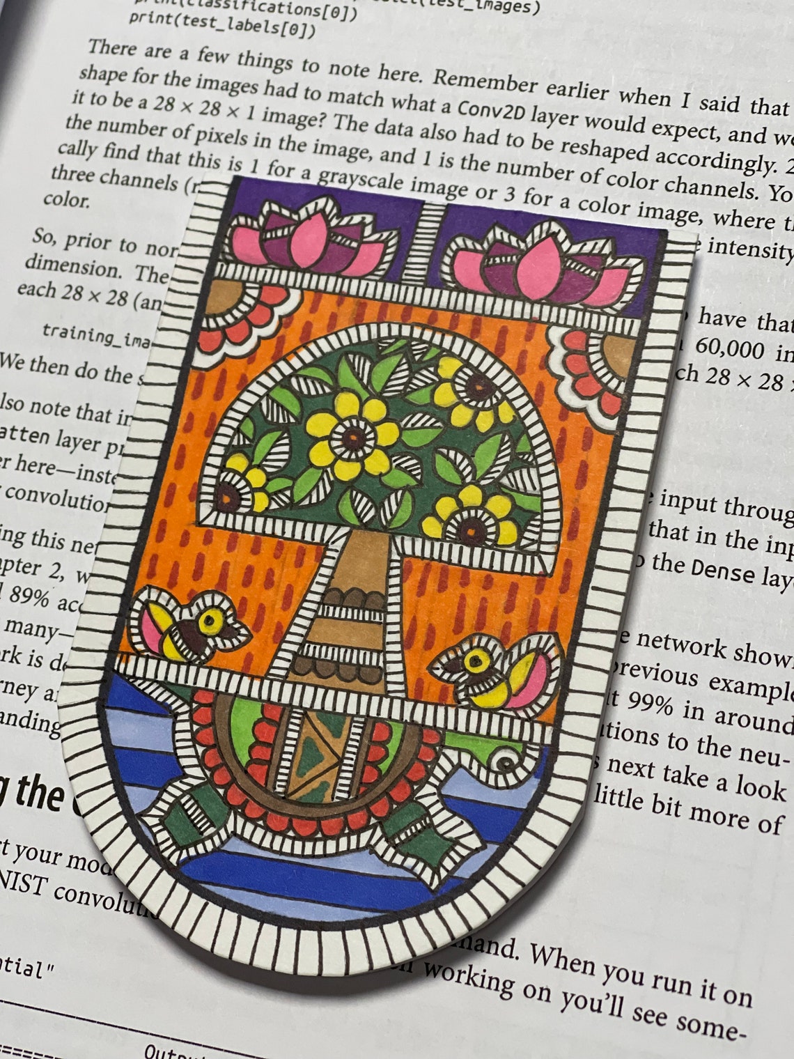 Multicolor - Madhubani Handpainted Wooden Bookmark 17