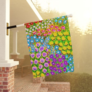 Blumen Garten Flagge: Bunte Wildblumen Kunst, Doppelseitig