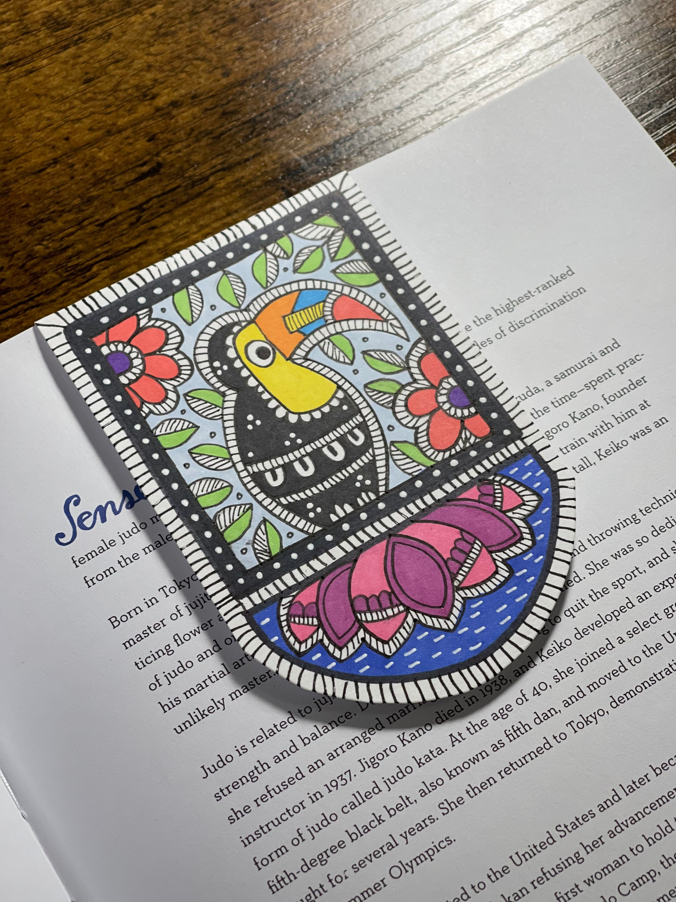 Hand Drawn Magnetic Madhubani Bookmark Book Lover Gift Indian Folk Art ...