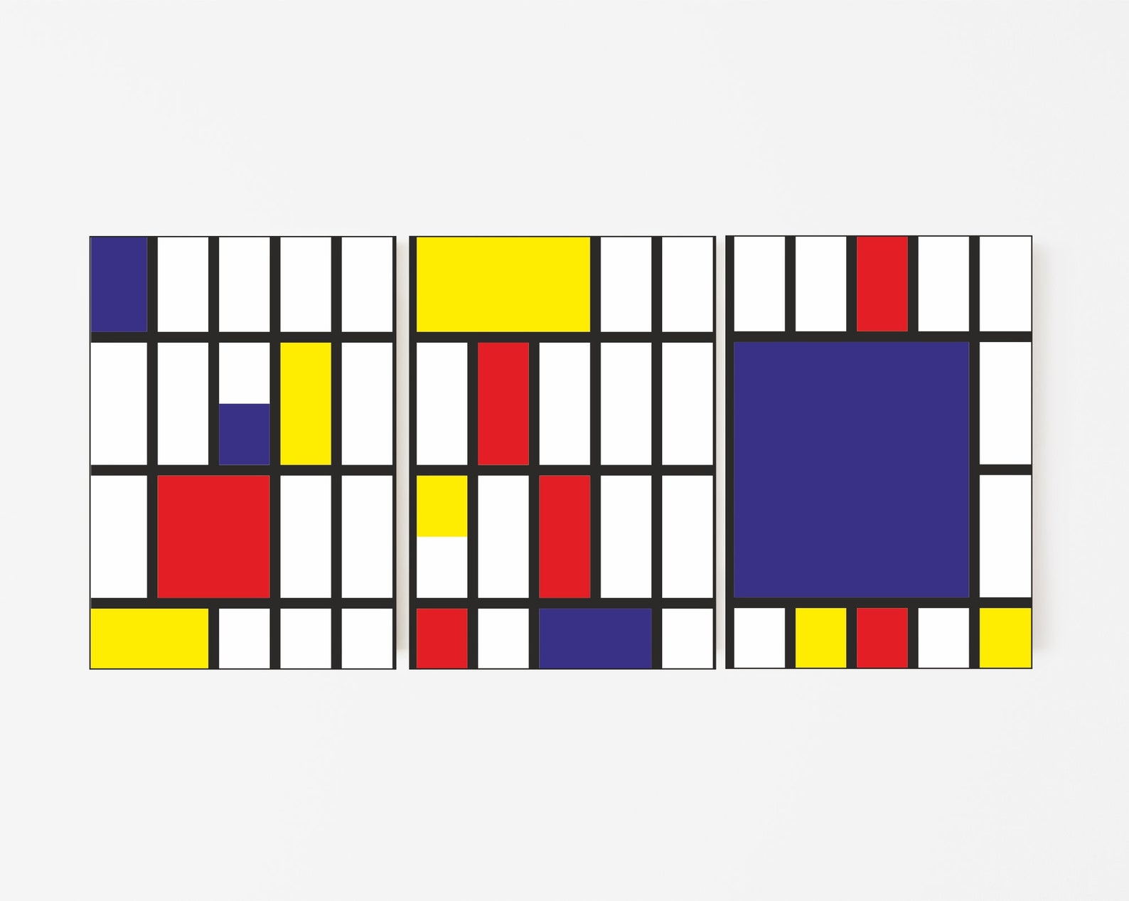 Abstract Bauhaus Piet Mondrian Poster Set of 3 Prints Etsy UK