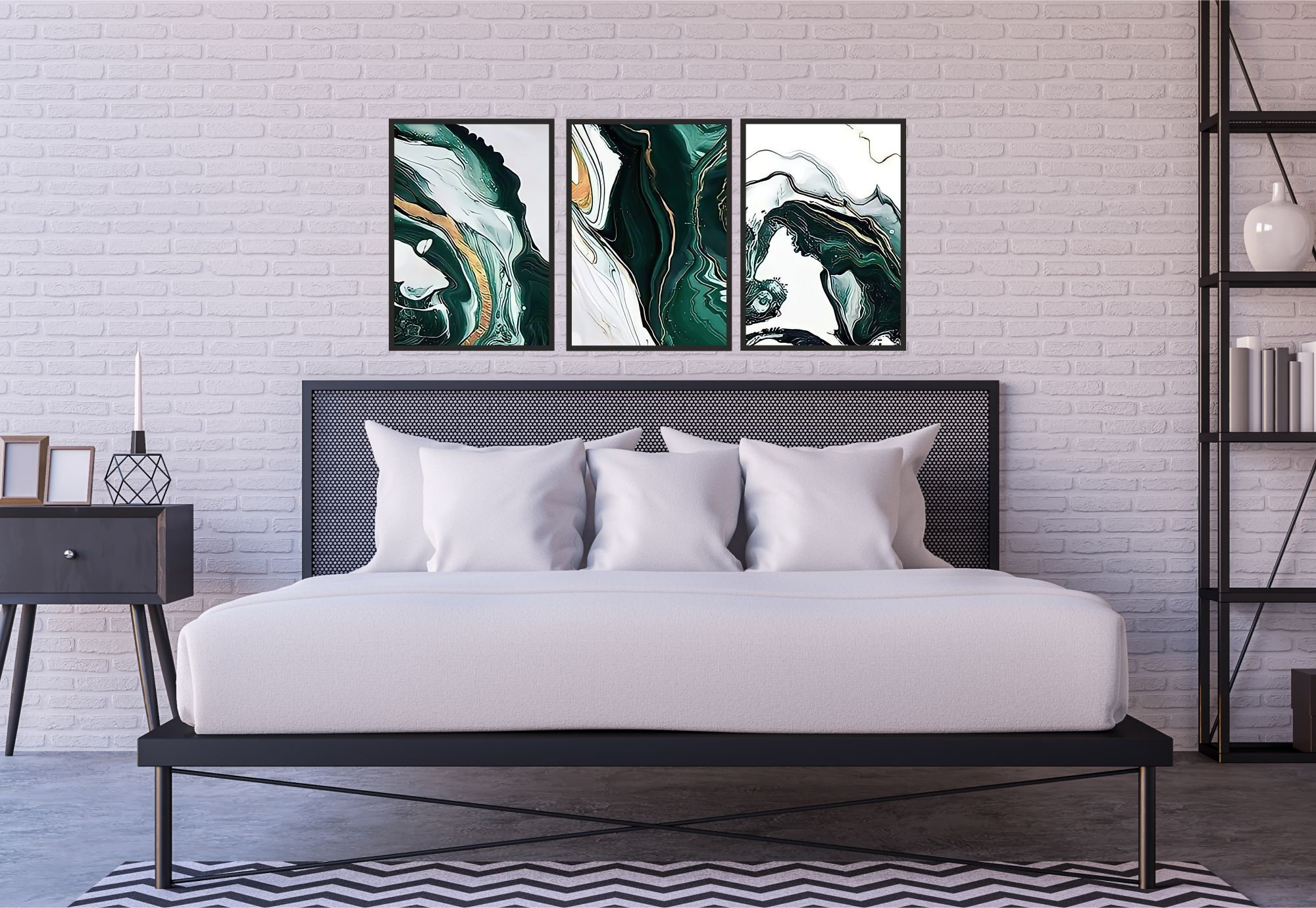 Abstract Art Bedroom Print Set Of 3 Prints Minimalist Etsy