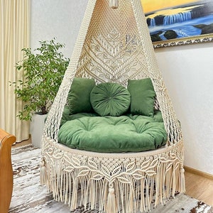 Macrame Swing, Macrame Hanging Chair, Macrame Patio Swing, Hammock Swing, Indoor Chair, Macrame Swing Chair, Hammock Swing ,Christmas gift image 1