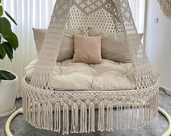 Macrame Double seated Swing Chair, Macrame Hanging Chair, Macrame LARGE seated 150 CM Swing, Hammock Swings , Hanging Chair, Macrame Swing