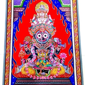 Pattachitra Lord Jagannath painting ,Handmade Wall Art Tapestry,Lord Narasimha art, Indian Traditional painting Folk art Personalised Gift
