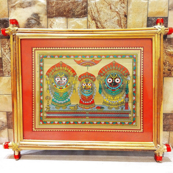 Pattachitra Painting, Jagannath Suna besha Car Festival Puri, Lord Jagannath Painting, Palm leaf Jagannath hand painting