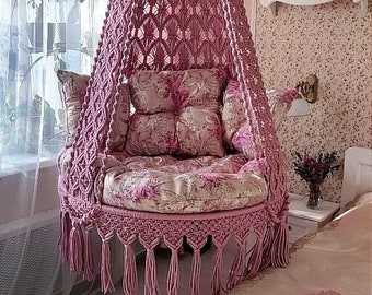 Macrame Double seated Swing, Macrame Hanging Chair, Macrame Patio Swing, Hammock Swing, Indoor Chair, Macrame Swing, Swing Bed,Hammock Chair