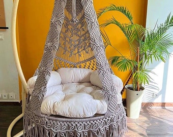 Handmade Macrame Hammock Swing Chair, Boho Decor, Indoor Outdoor