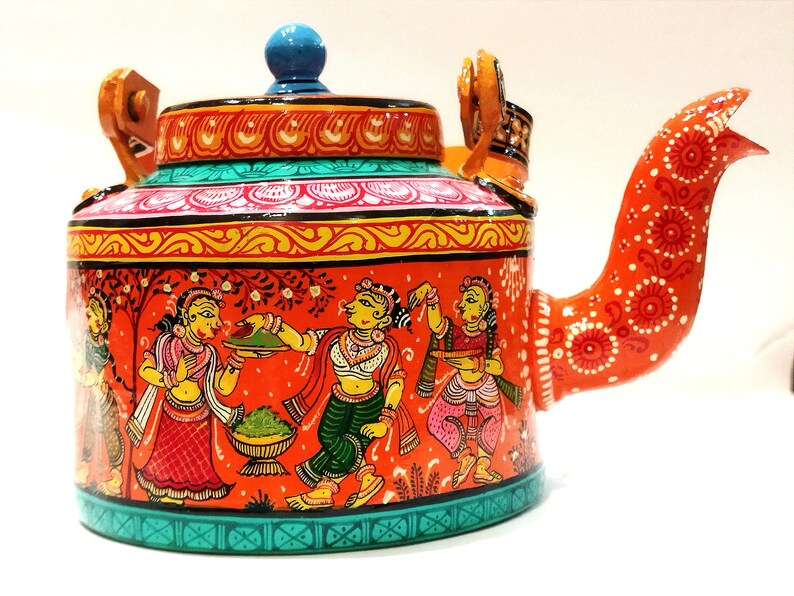 Hand Painted Teapot,story Tea Kettle, Large 2 Litre Teapot, Tea Party