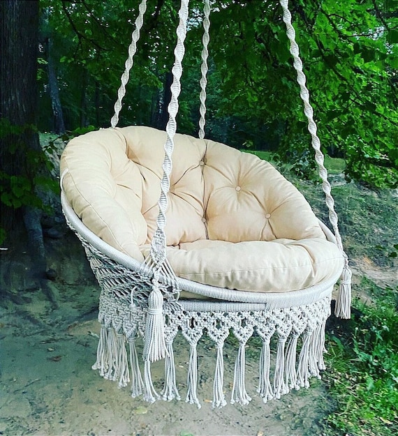 Egg Chair Deluxe Macrame Hanging Chair Living Room Luxury Hammock