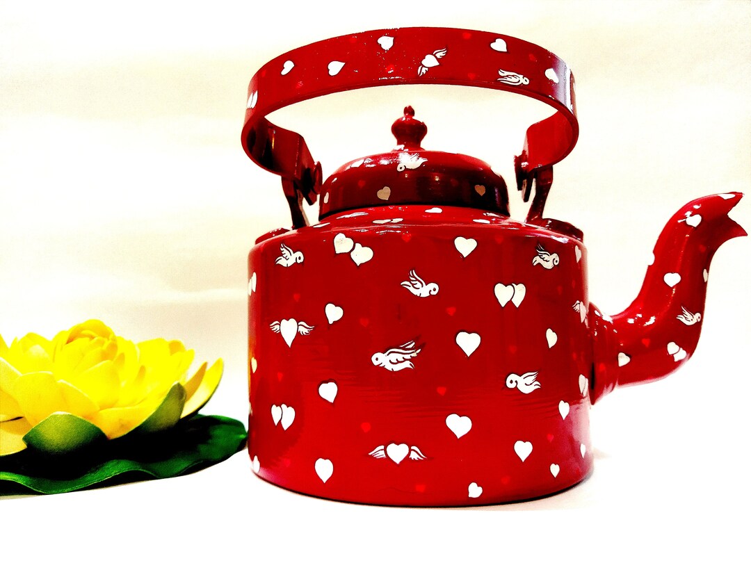 Hand Painted Tea Kettle Handpainted Teapot Gift for Her Love Gift