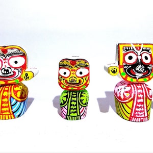 Jagannath,Baladev and Subhadra hand made | ISKCON Hindu God | Vishnu Avatar |Wooden Neem IDOL | Hare Krishna Vrindavan| Holy Jagannath