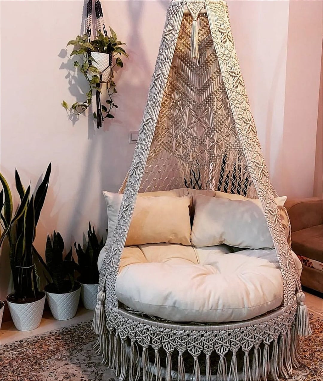 Macrame Swing Chair, Macrame Hanging Chair, Macrame Round Swing ...