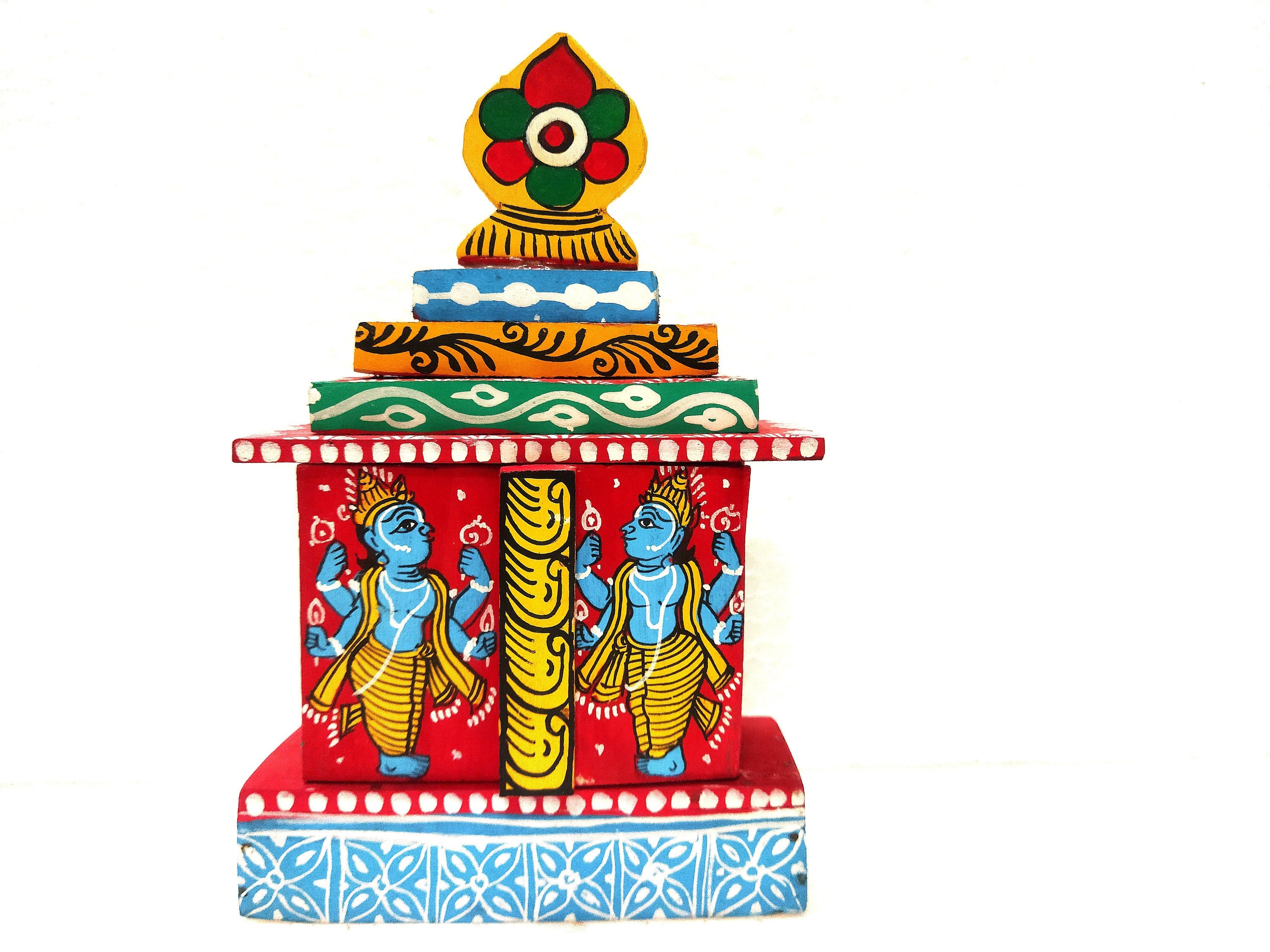 Wooden Hindu Temple | 8" Handcrafted Mandir| Replica Temple Jagannath| Miniature Jagannath Temple| Krishna Altar | Shrine| Religious Gift |