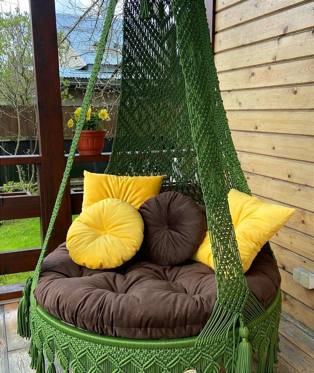 Macrame Swing Chair Macrame Hanging Chair Macrame Round Etsy