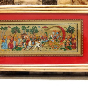 Pattachitra Painting,Krishna leaving Vrindavan for Mathura, Lord Jagannath and Balaram palm leaf pattachitra painting, Mathura Gaman folkart