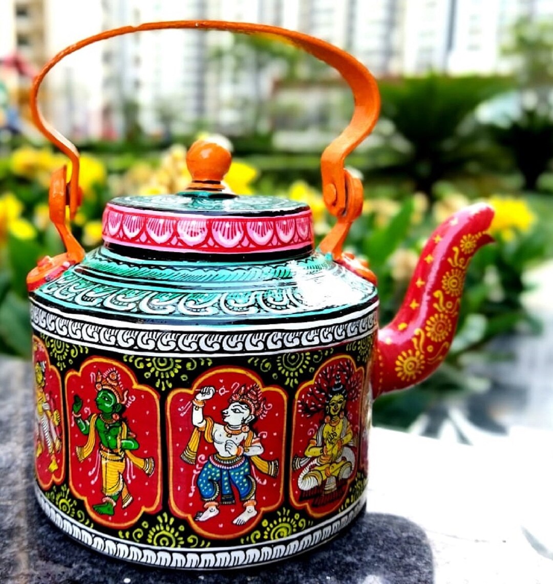 Teapot,dashavatar Teapot, Handmade Teapot,hand Painted Tea