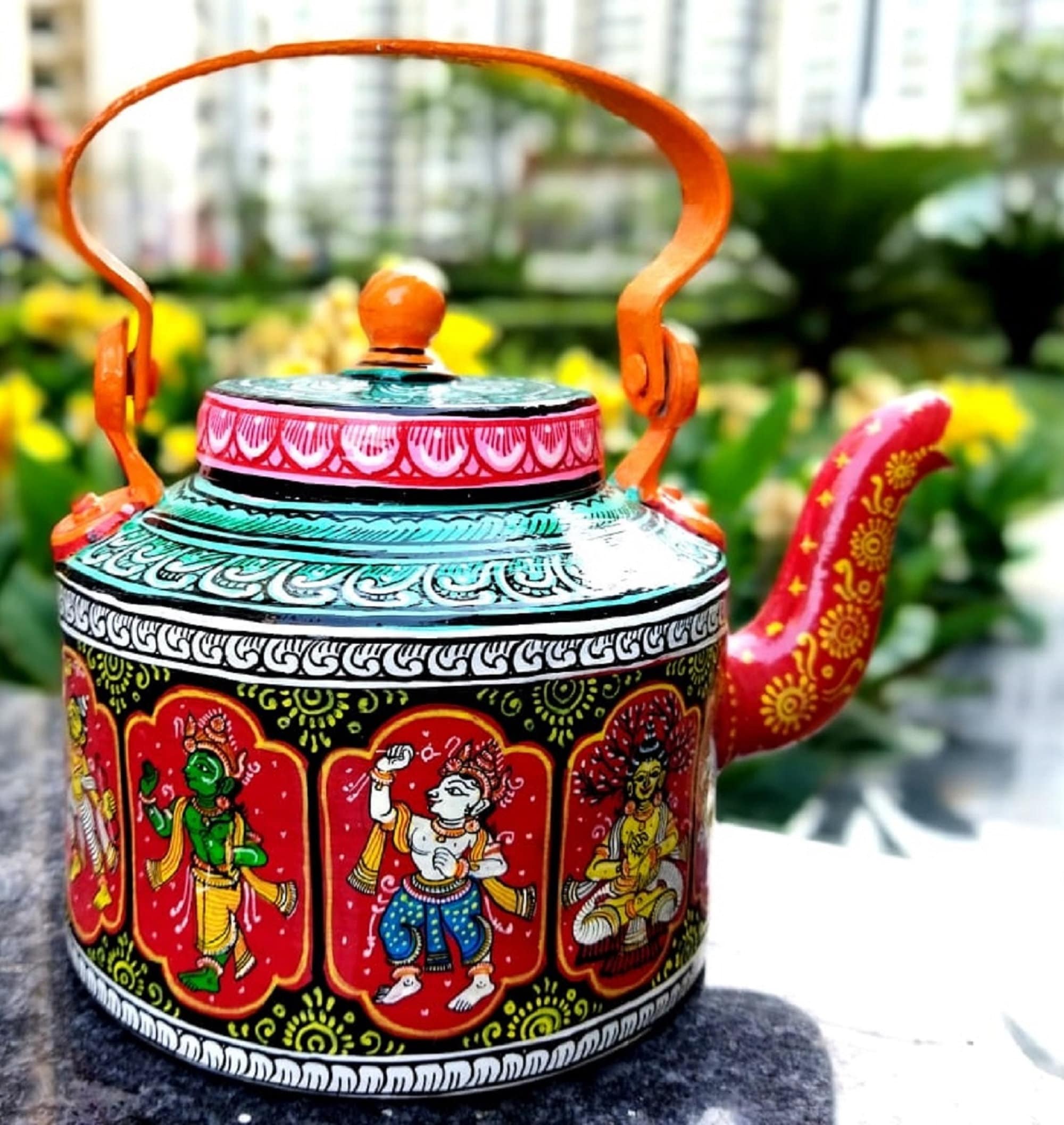 Teapot,dashavatar Teapot, Handmade Teapot,hand Painted Tea