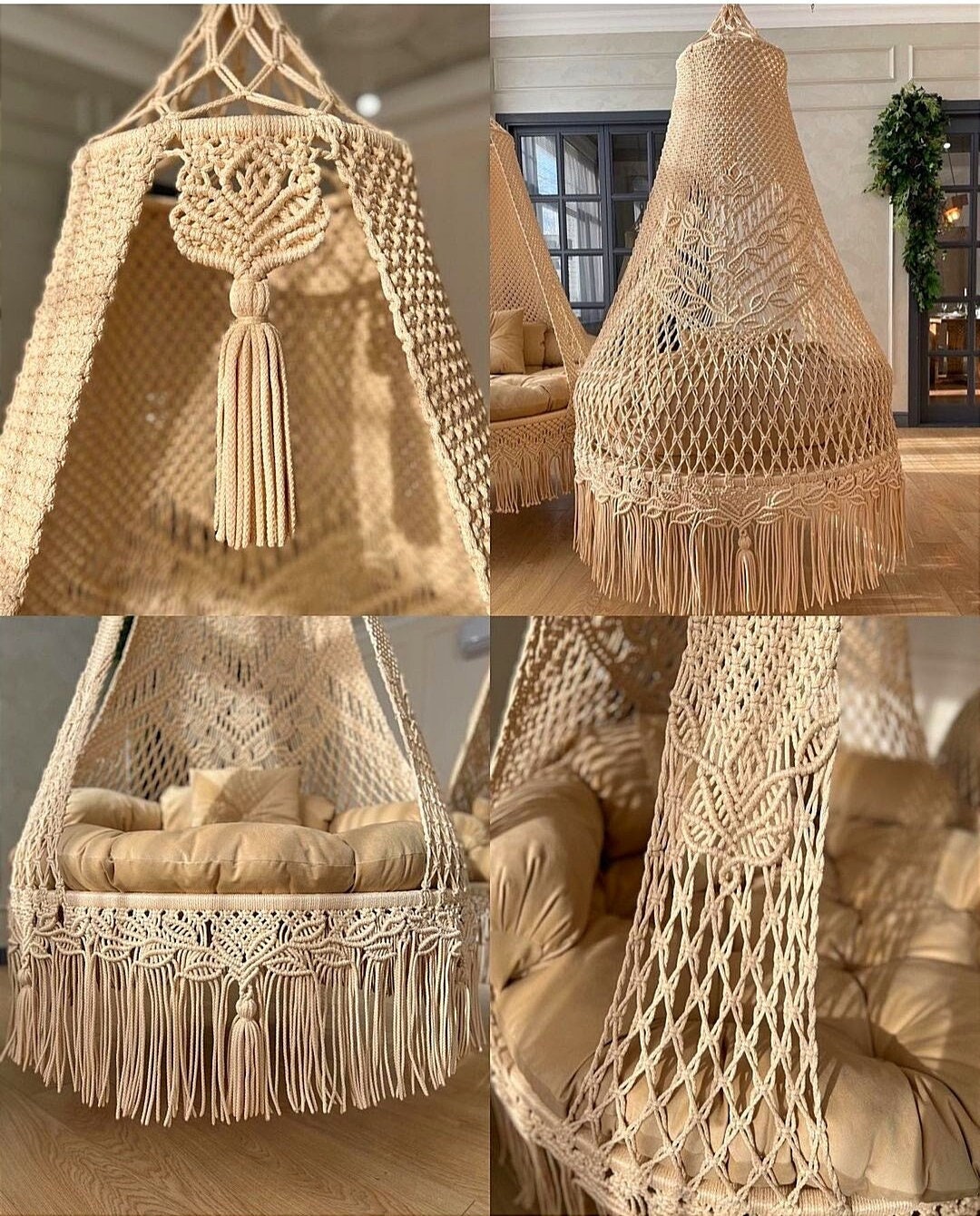 Macrame Double Seated Swing, Macrame Hanging Chair, Macrame Patio Swing ...