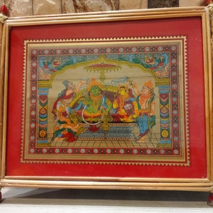 Pattachitra painting of Ram Darbaar, and Lord Rama and Sita, Lord Hanuman,Wedding,Love Gift/ Indian Home Wall Decor/Ethnic Indian Wall Art
