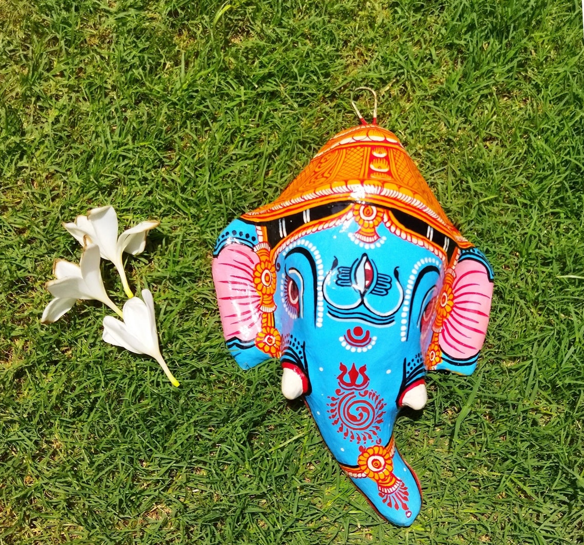 Ganesha Head Wall Art / Pattachitra Ganesha Hanging / Elephant Etsy