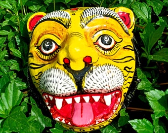 Pattachitra Tiger Mask | Handmade Paper Mache Wall Decor