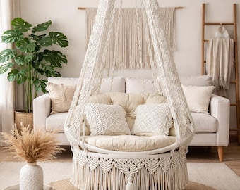 Macrame Swing, Macrame Hanging Chair, Macrame Patio Swing, Hammock Swing, Indoor Chair, Macrame Swing Chair, Hammock Swing , gift for her