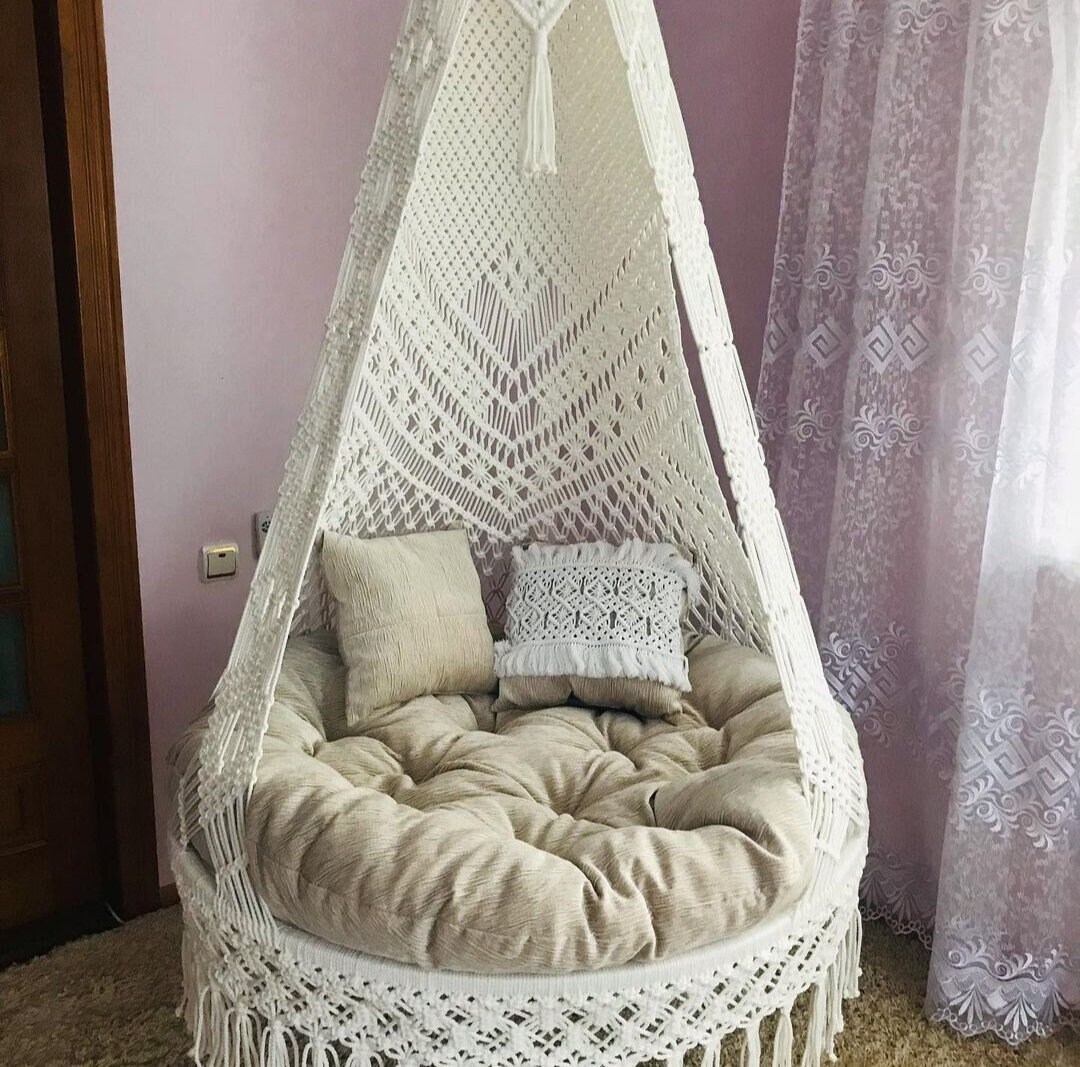 Macrame Swing Chair, Macrame Hanging Chair, Macrame Round Swing ...