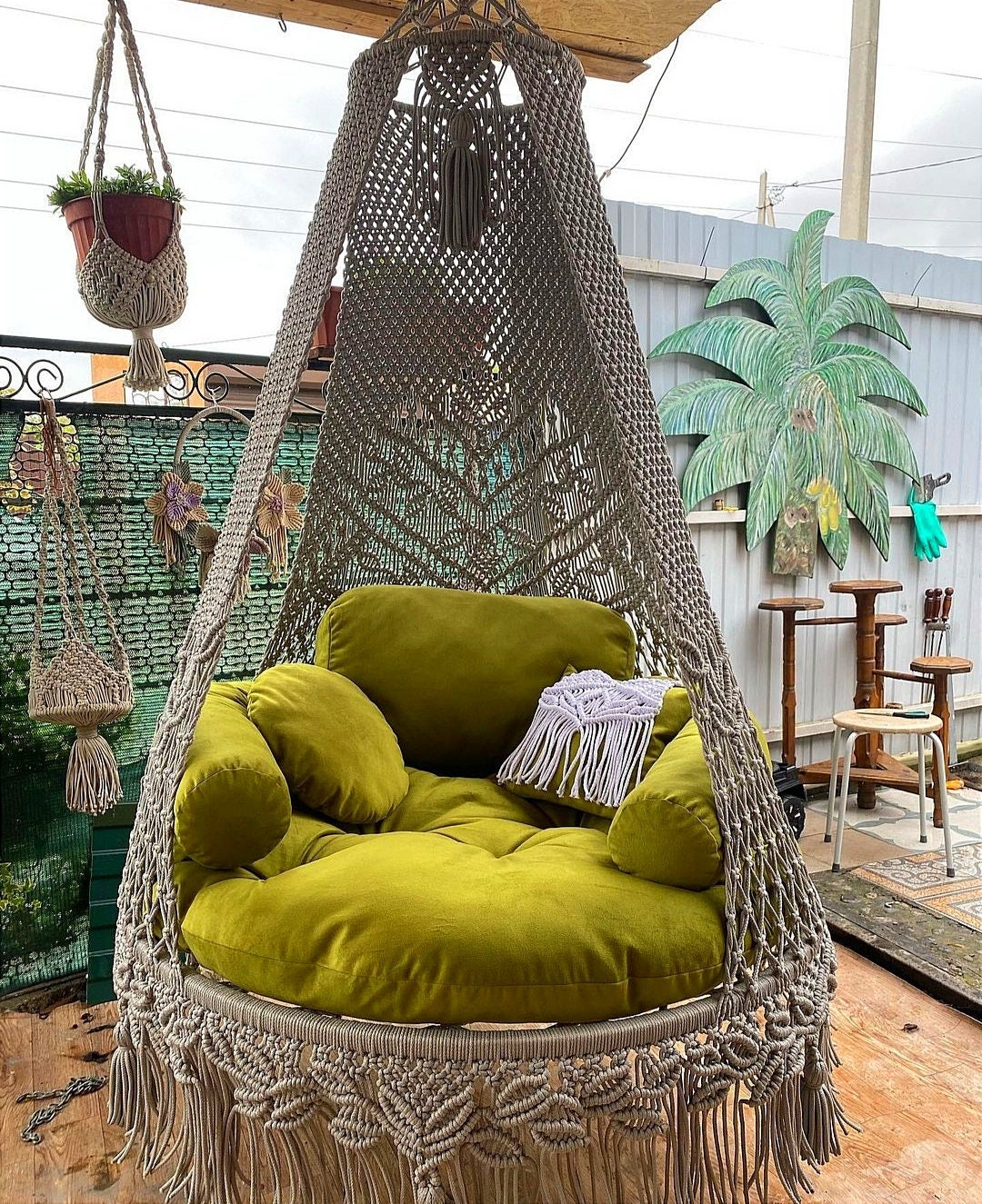 Macrame Swing Chair, Macrame Hanging Chair, Macrame Round Swing ...