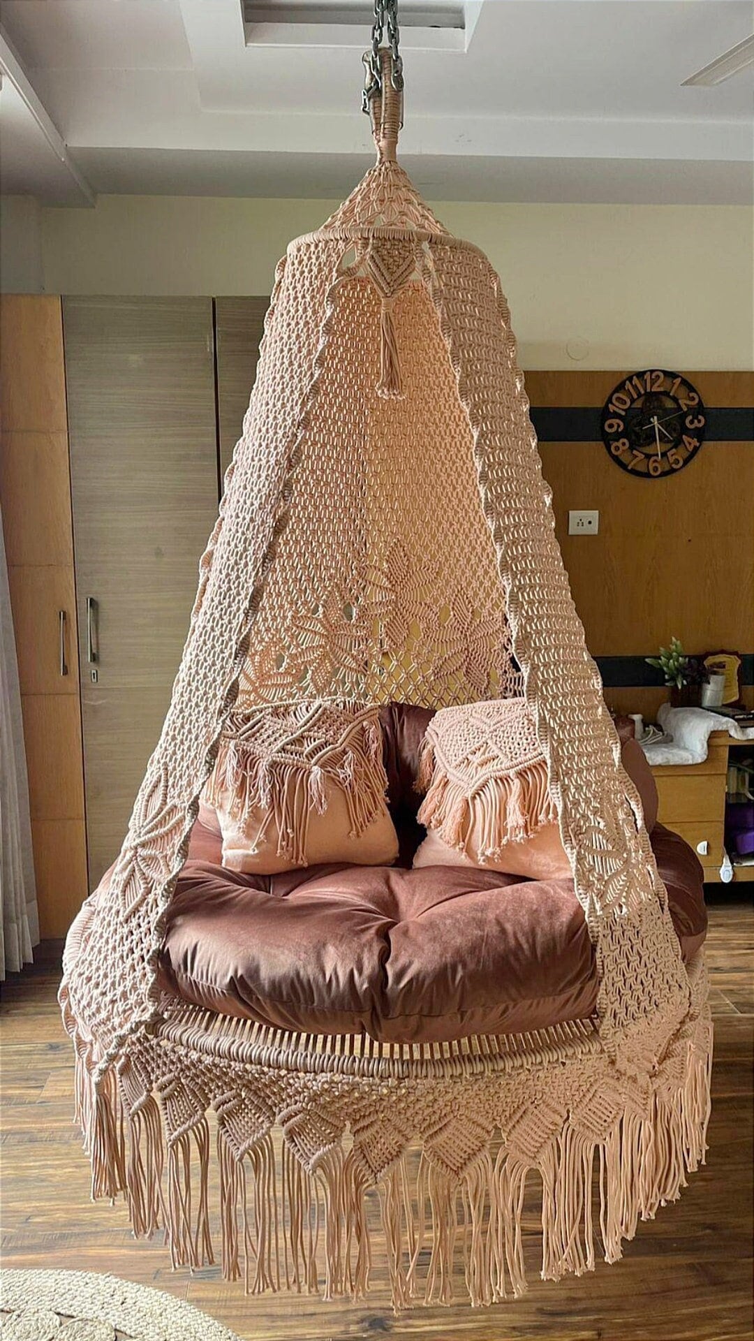 Macrame Double Seated Swing, Macrame Hanging Chair, Macrame Porch Swing ...