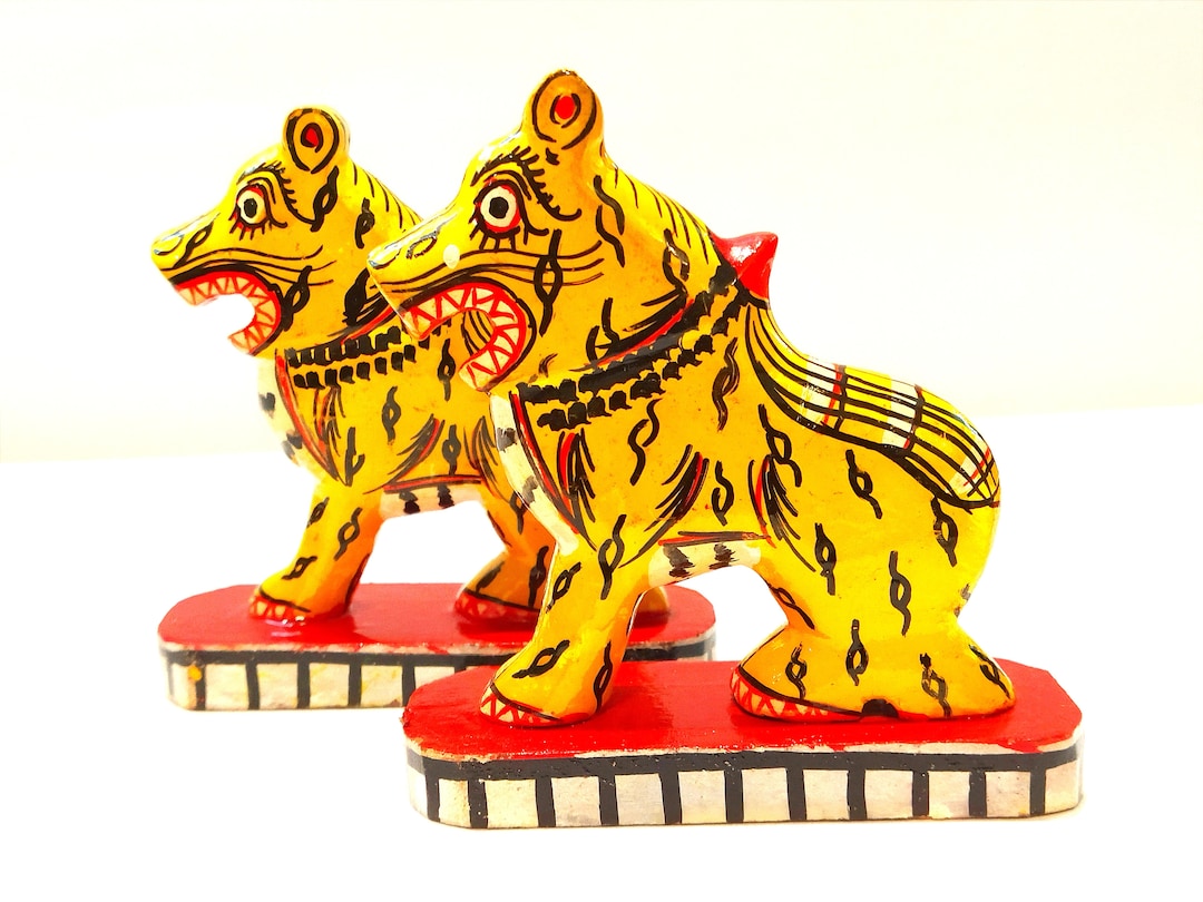 Wooden Tiger Toy /set of 2 Wooden Tiger Figurine/wooden Animal Toy, 5