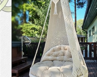 Macrame Swing, Luxurious Hanging Chair, Macrame Patio Swing, Hammock Swing, Indoor Hanging Chair, Macrame Swing Chair, Hammock, Wedding gift