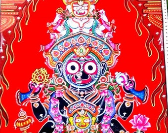 パタチトラ ジャガンナート神絵画、手作り壁アートタペストリー