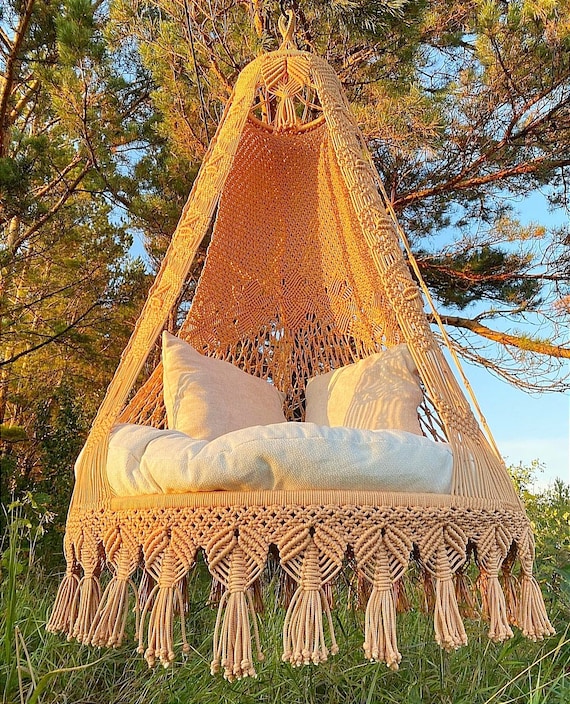 Macrame Swing, Macrame Hanging Chair, Macrame Patio Swing, Hammock